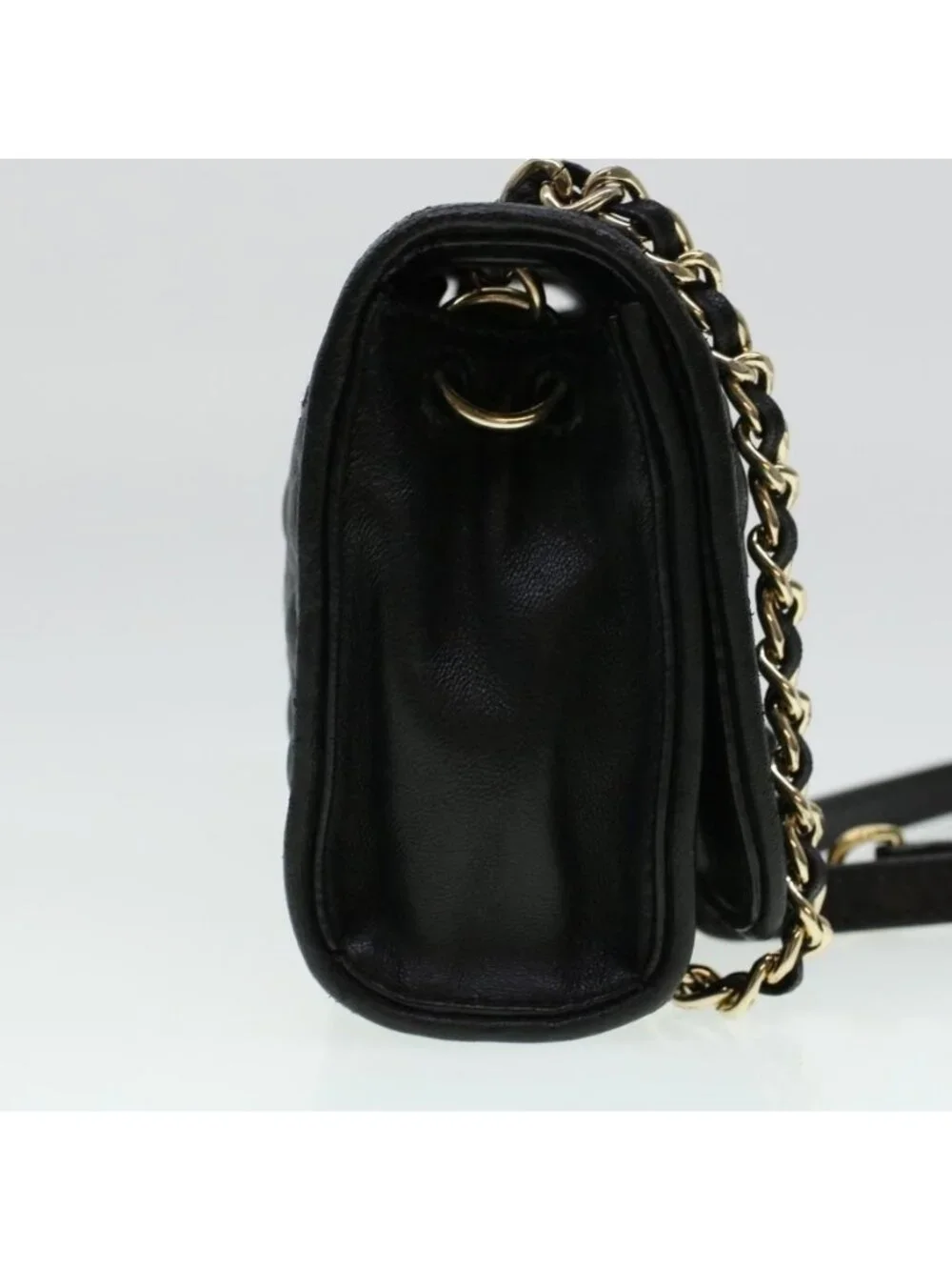 Authentic TORY BURCH Chain Shoulder Bag Leather Black